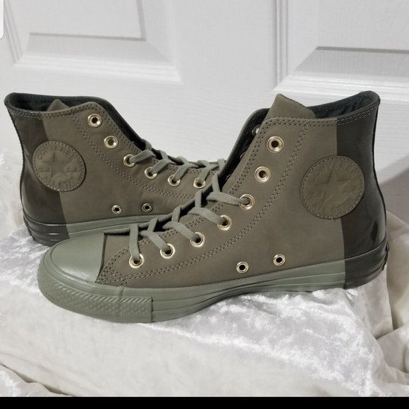 olive green high top converse